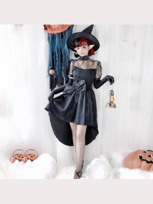 Halloween Witch Lolita Dress + Belt + Hat + Gloves Set (JYF11)